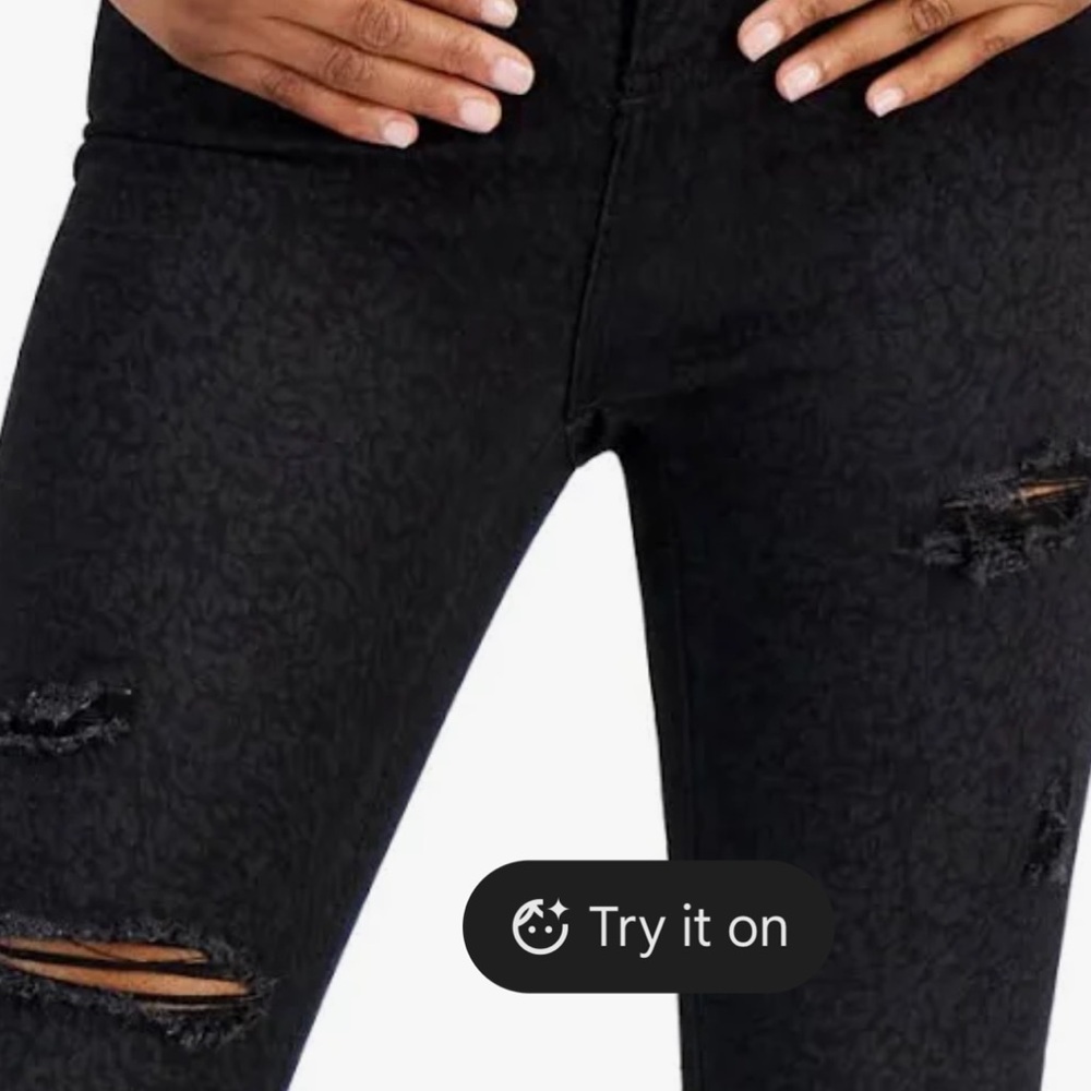 INC International Concepts Black Ripped Skinny Jeans